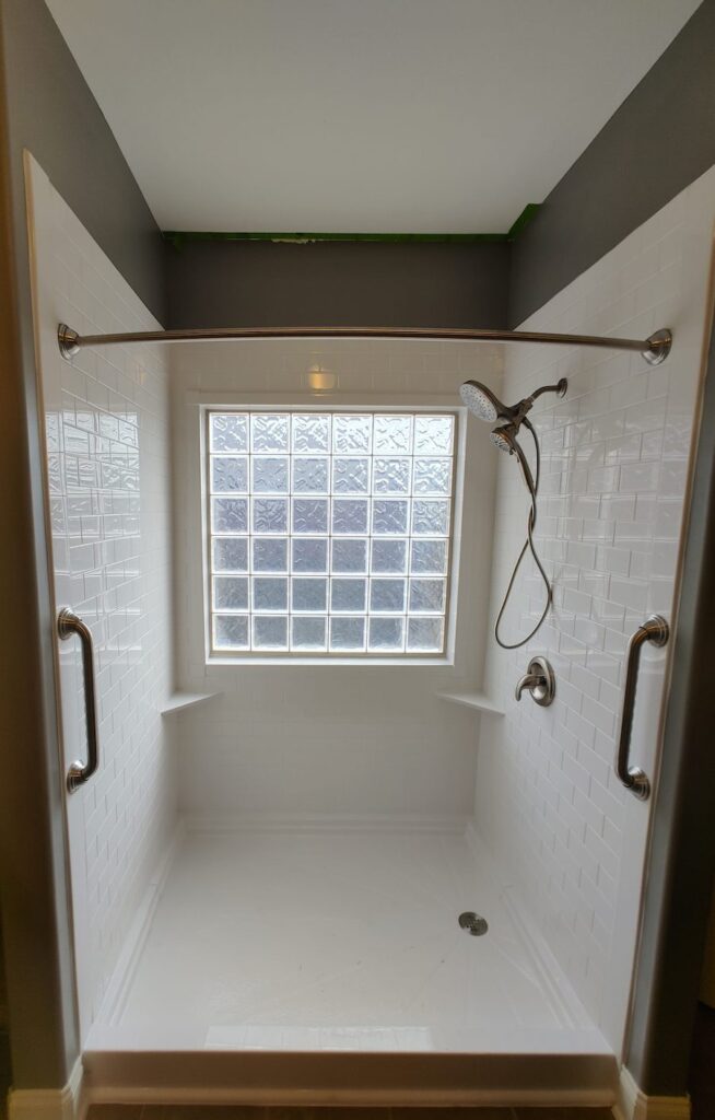 Pristine shower after a bathroom remodel in Anniston, Alabama