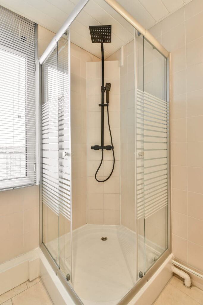 Clean and Modern Bathroom Interior with Shower